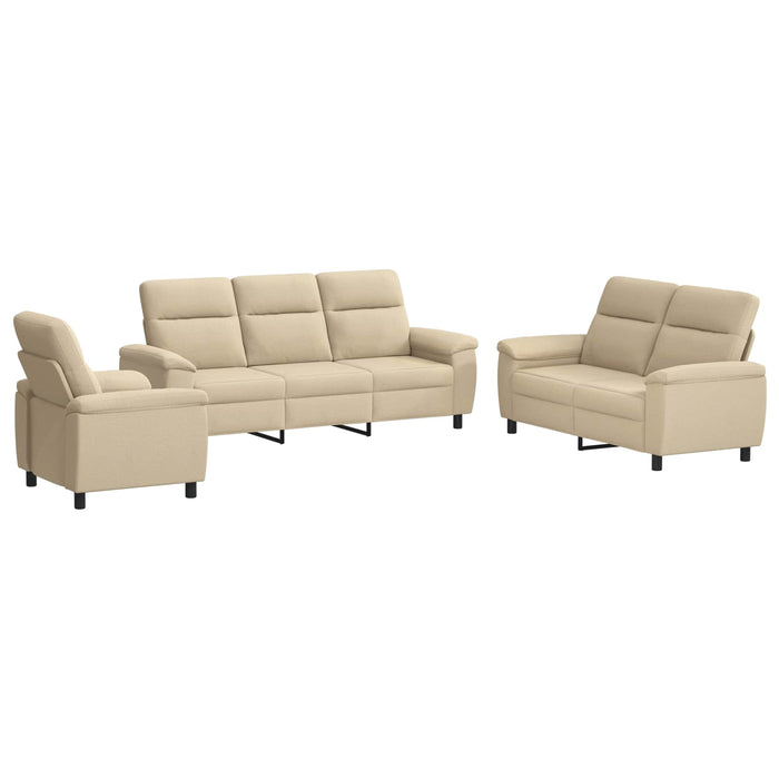 Set de canapea 3 pcs Crem Țesătură WALTI