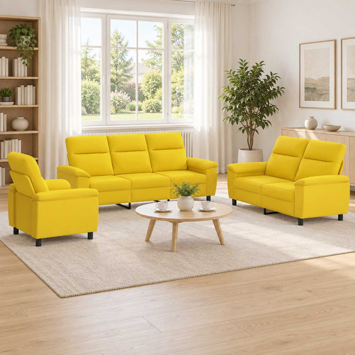 Set de canapea 3 pcs Galben Deschis Țesătură WALTI