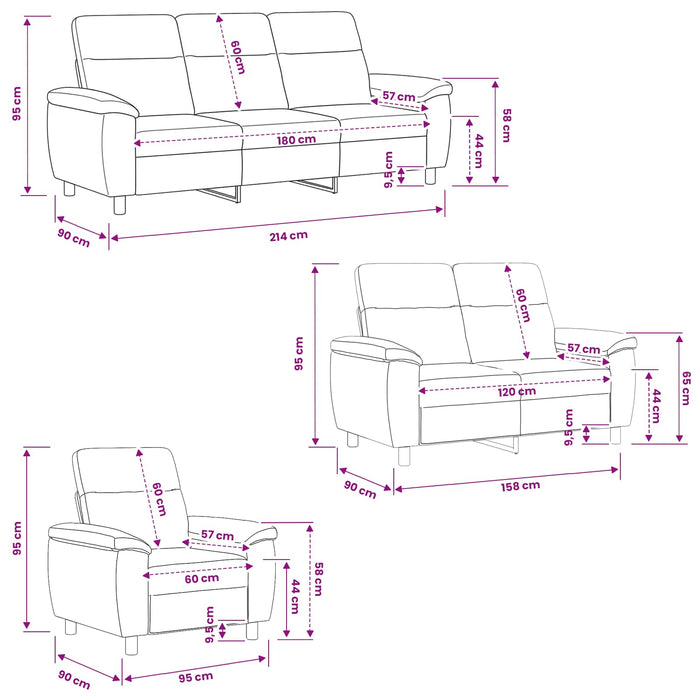 Set de canapea 3 pcs Galben Deschis Țesătură WALTI