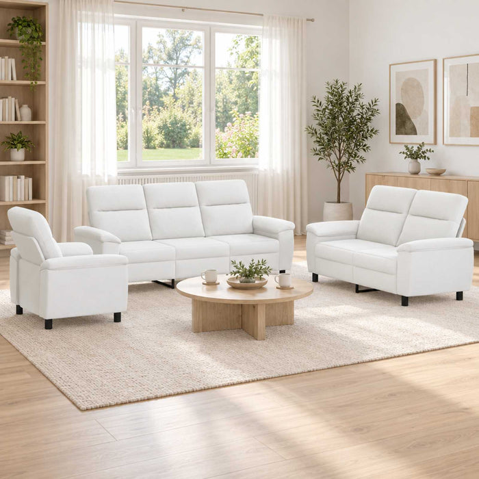 Set de canapea 3 pcs Alb Țesătură WALTI