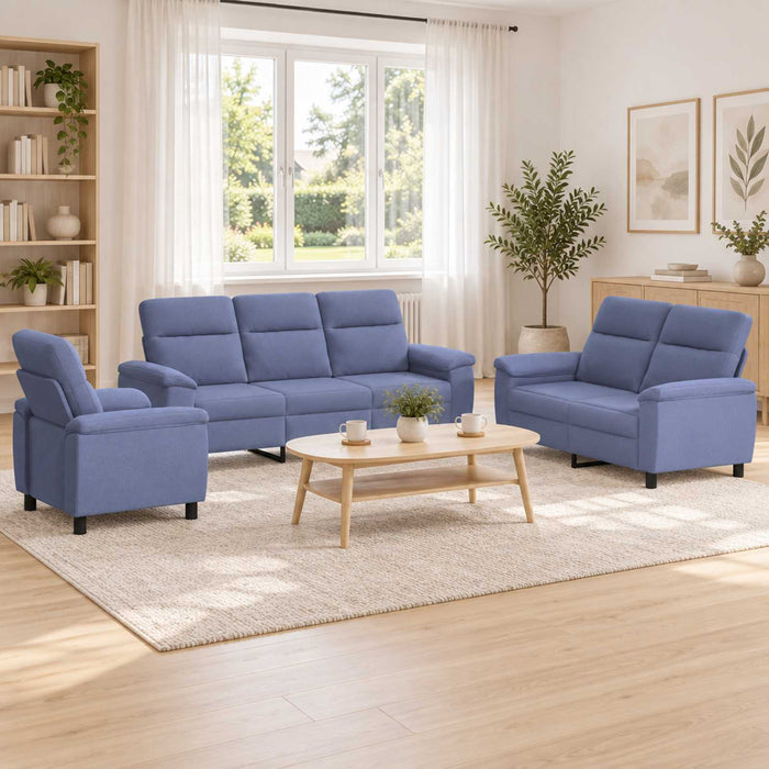 Set de canapea 3 pcs Albastru Jeans Țesătură WALTI
