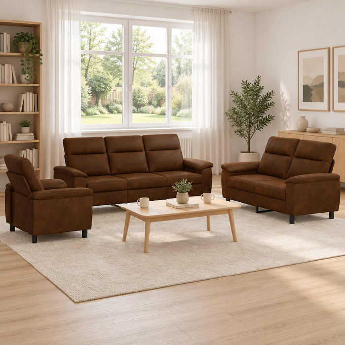 Set de canapea 3 pcs Maro Piele Suedată Sintetică WALTI