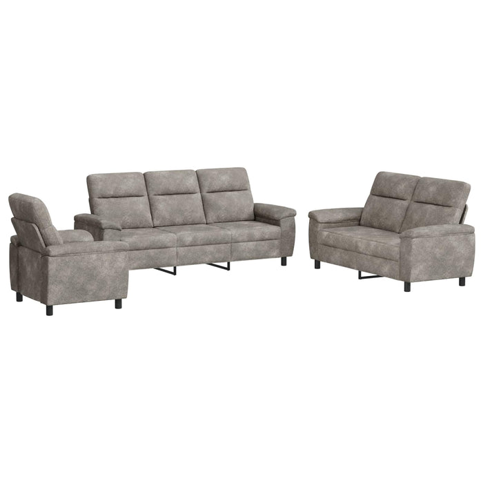 Set de canapea 3 pcs Gri deschis Piele Suedată Sintetică WALTI