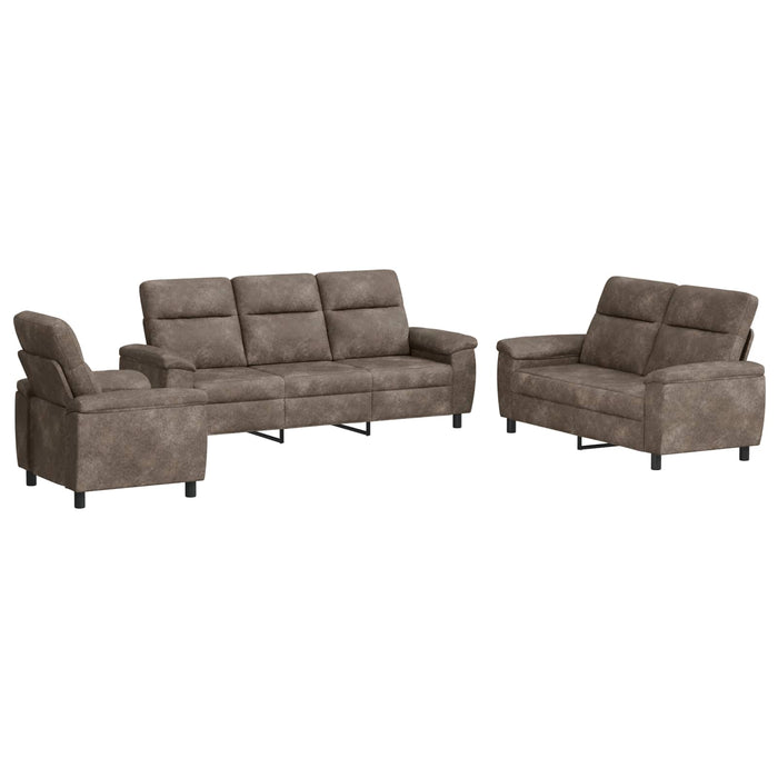 Set de canapea 3 pcs Gri închis Piele Suedată Sintetică WALTI