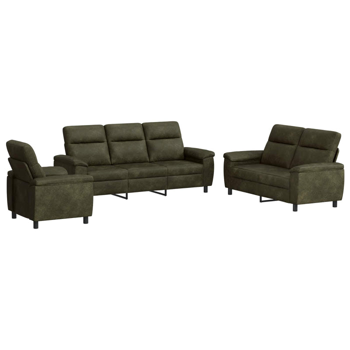 Set de canapea 3 pcs Verde Army Piele Suedată Sintetică WALTI