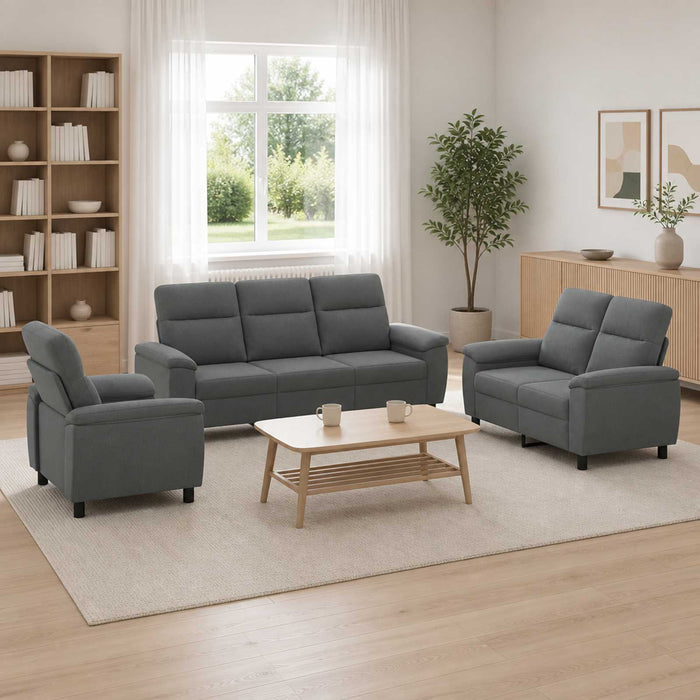 Set de canapea 3 pcs Gri închis Țesătură WALTI
