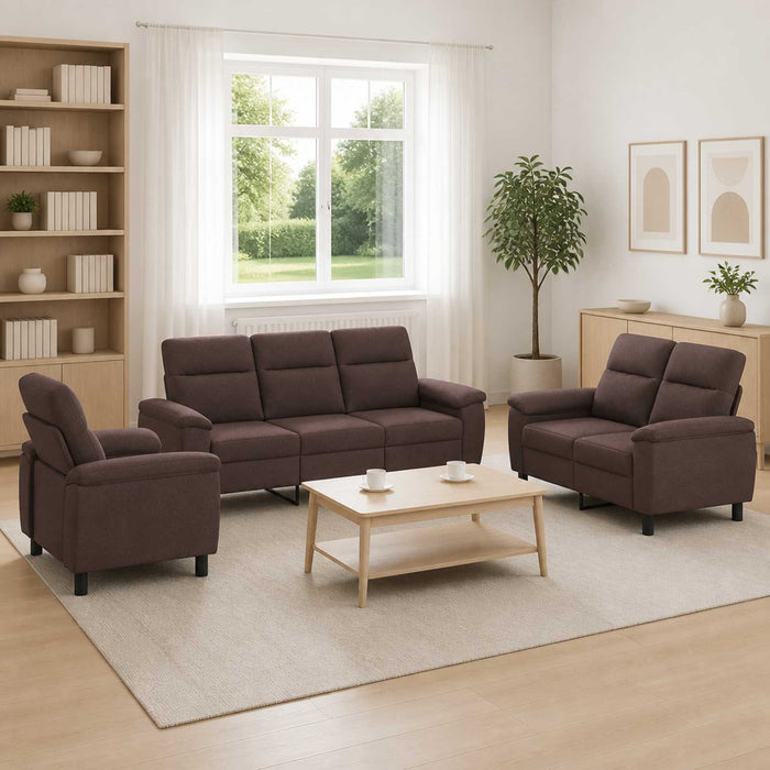 Set de canapea 3 pcs Maro închis Țesătură WALTI