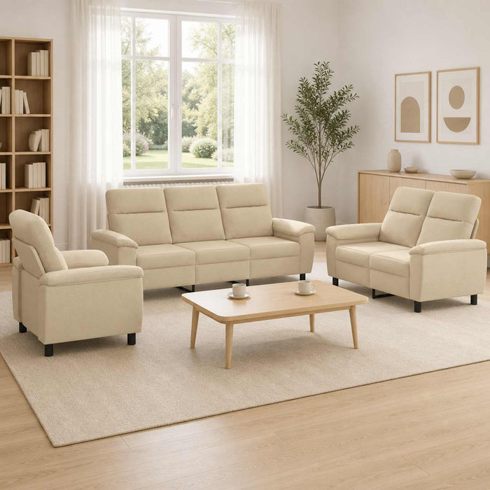 Set de canapea 3 pcs Crem Țesătură WALTI