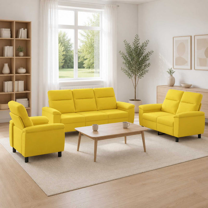 Set de canapea 3 pcs Galben Deschis Țesătură WALTI