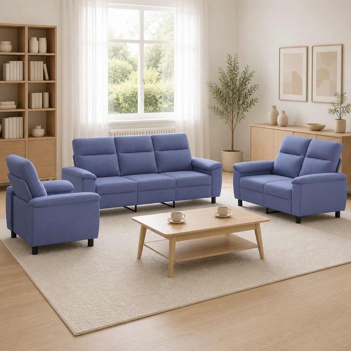 Set de canapea 3 pcs Albastru Jeans Țesătură WALTI