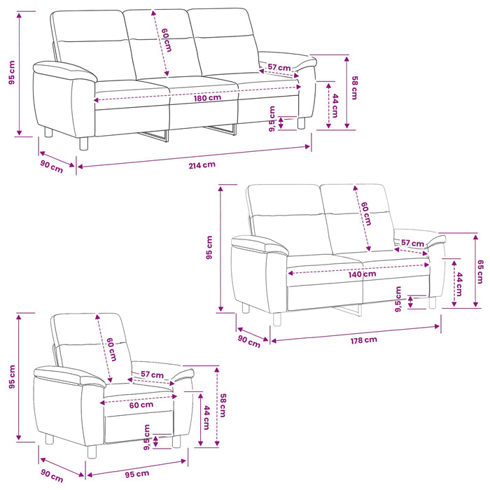 Set de canapea 3 pcs Maro deschis Țesătură WALTI