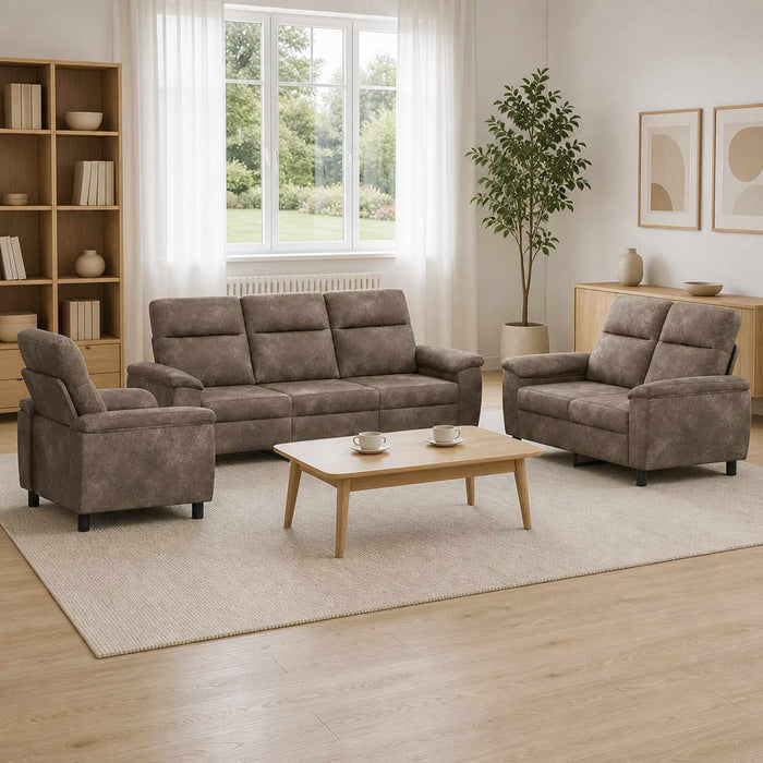 Set de canapea 3 pcs Gri deschis Piele Suedată Sintetică WALTI