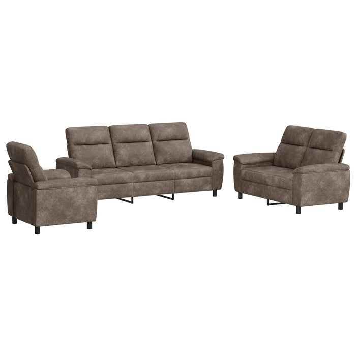 Set de canapea 3 pcs Gri deschis Piele Suedată Sintetică WALTI