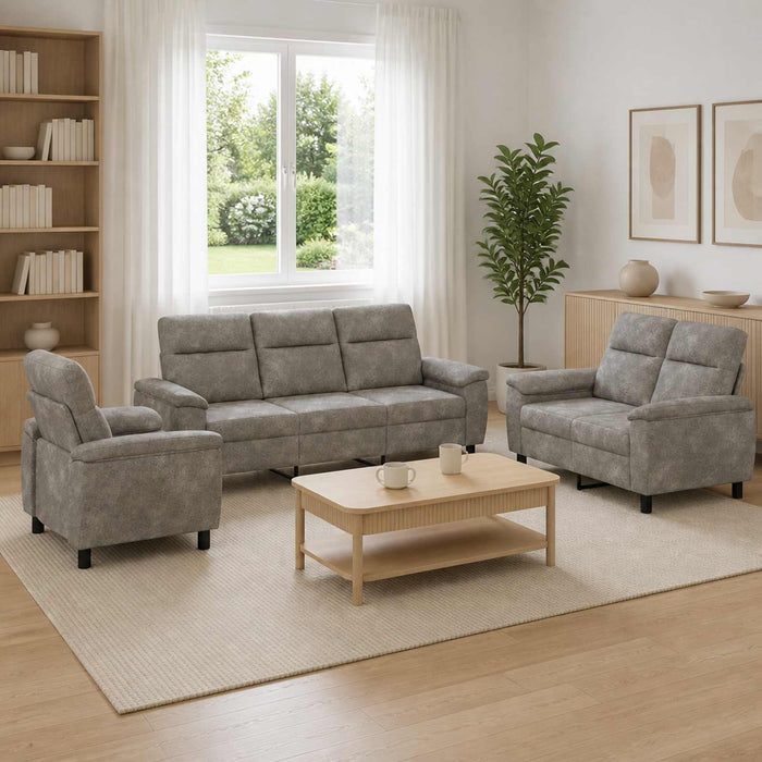 Set de canapea 3 pcs Gri închis Piele Suedată Sintetică WALTI