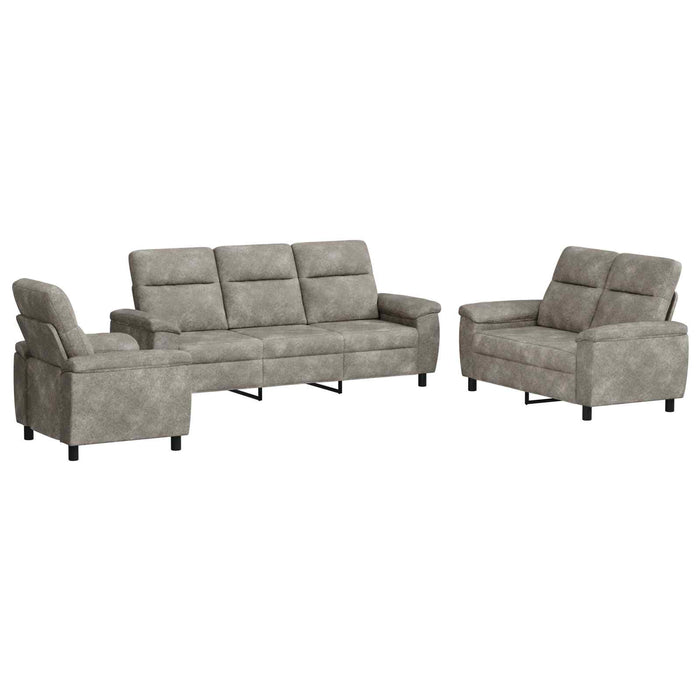 Set de canapea 3 pcs Gri închis Piele Suedată Sintetică WALTI