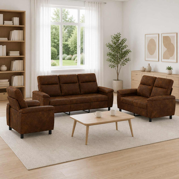 Set de canapea 3 pcs Verde Army Piele Suedată Sintetică WALTI