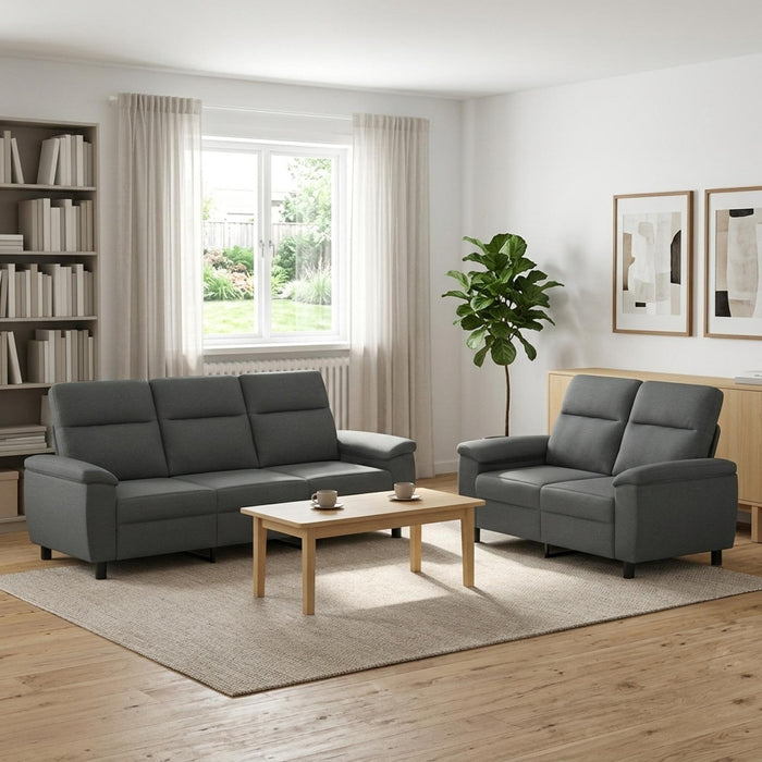 Set de canapea 2 pcs Gri închis Țesătură WALTI
