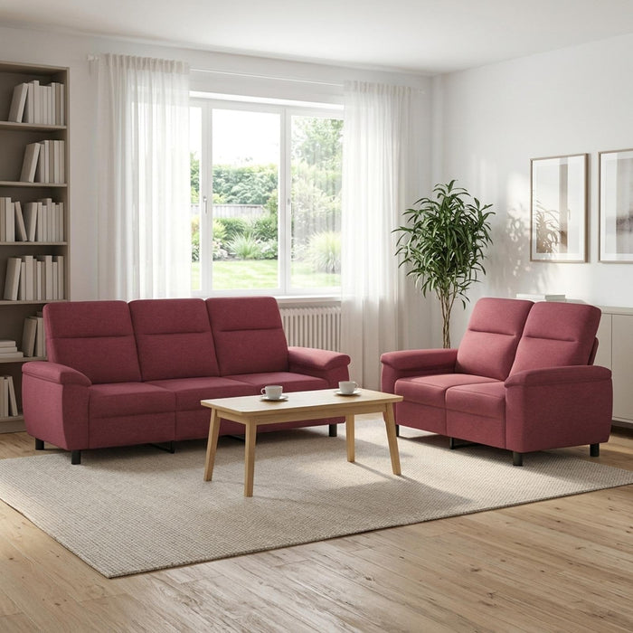 Set de canapea 2 pcs Roșu Vin Țesătură WALTI