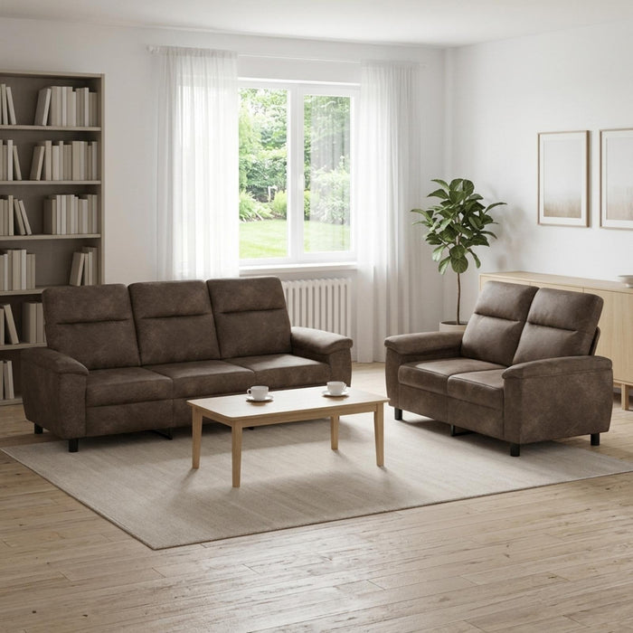 Set de canapea 2 pcs Gri închis Piele Suedată Sintetică WALTI