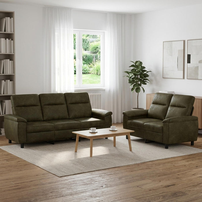 Set de canapea 2 pcs Verde Army Piele Suedată Sintetică WALTI
