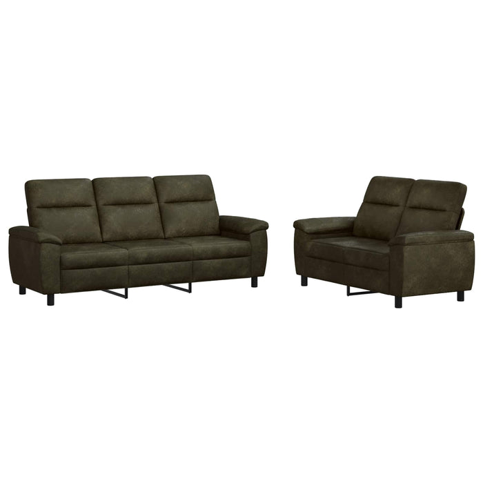 Set de canapea 2 pcs Verde Army Piele Suedată Sintetică WALTI