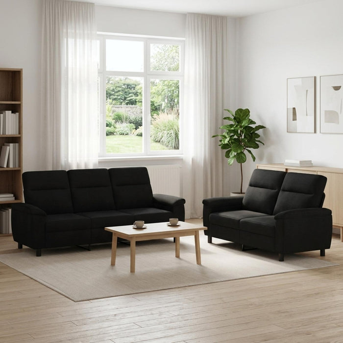 Set de canapea 2 pcs Negru Țesătură WALTI