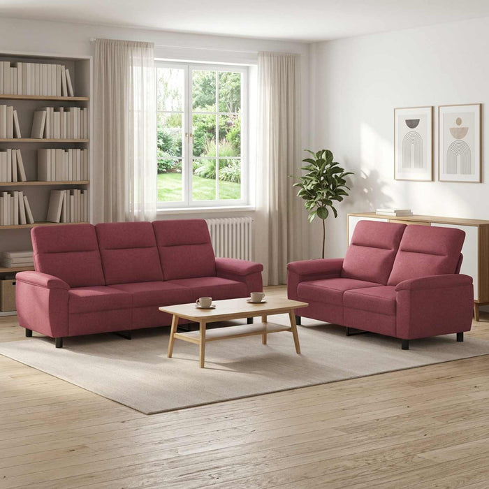 Set de canapea 2 pcs Roșu Vin Țesătură WALTI
