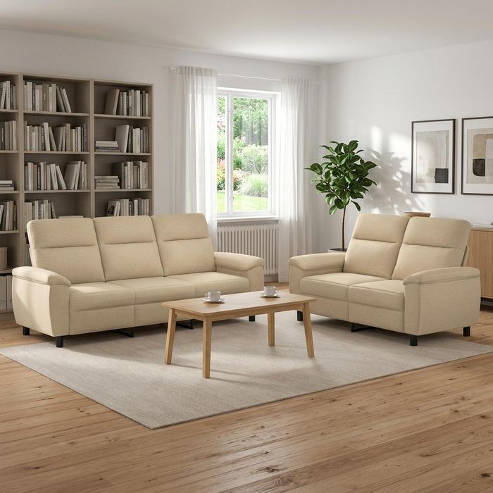 Set de canapea 2 pcs Crem Țesătură WALTI