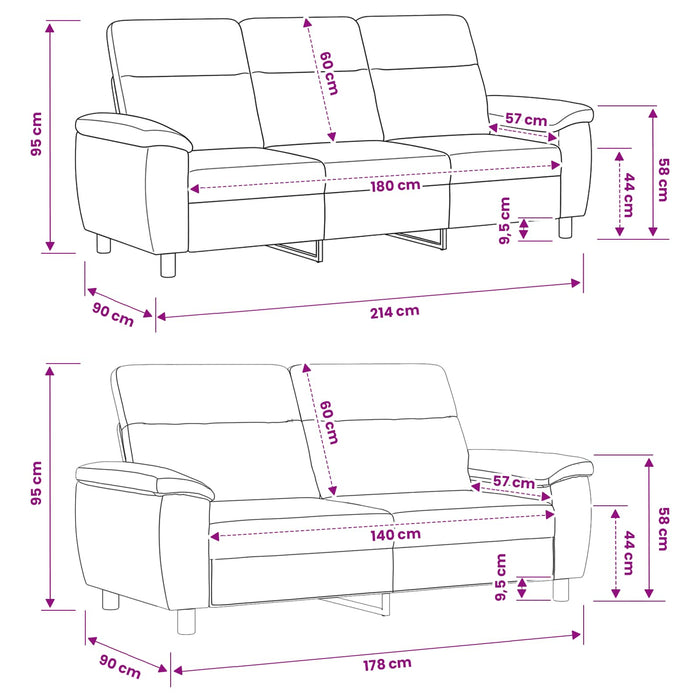 Set de canapea 2 pcs Maro Piele Suedată Sintetică WALTI