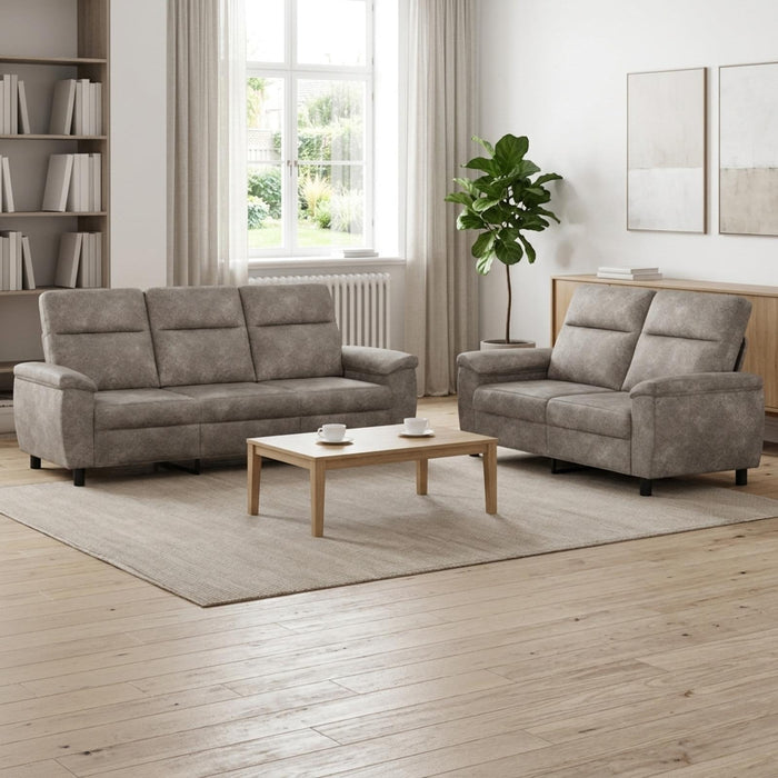 Set de canapea 2 pcs Gri deschis Piele Suedată Sintetică WALTI