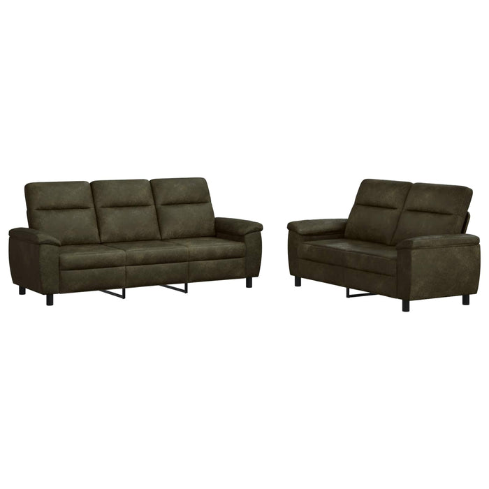 Set de canapea 2 pcs Verde Army Piele Suedată Sintetică WALTI