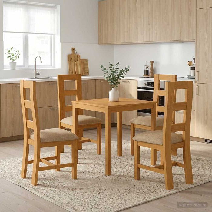 Set de dining 5 buc. Bej Lemn de stejar masiv WALTI