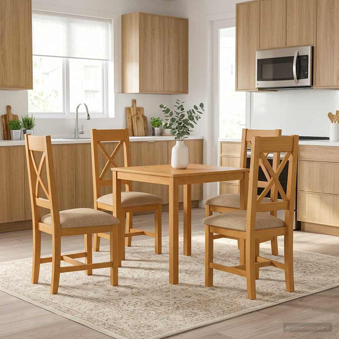 Set de dining 5 buc. Bej Lemn de stejar masiv WALTI