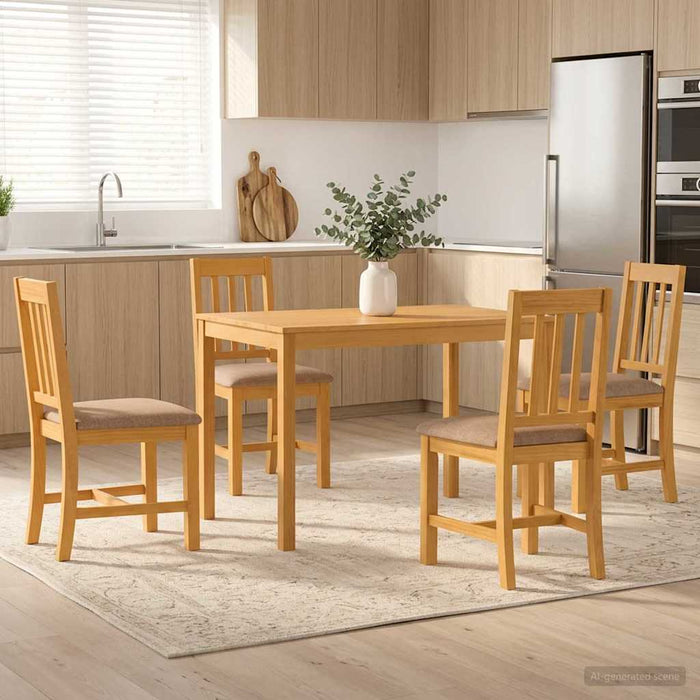 Set de dining 5 buc. Gri Lemn de stejar masiv WALTI