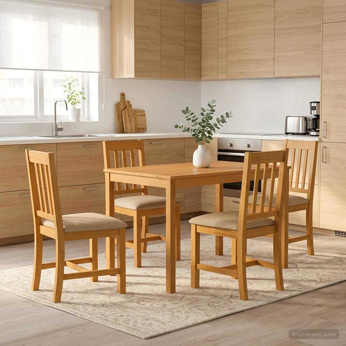 Set de dining 5 buc. Bej Lemn de stejar masiv WALTI