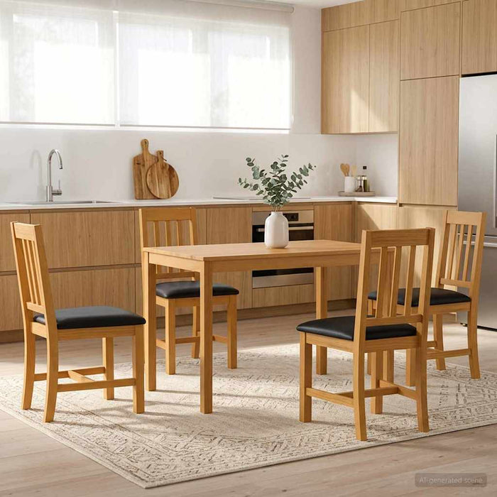 Set de dining 5 buc. Negru Lemn de stejar masiv WALTI
