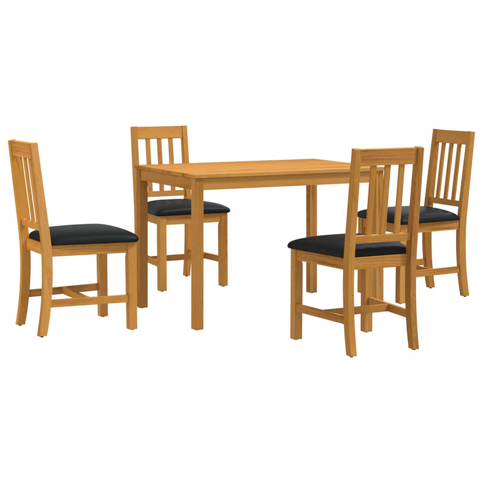 Set de dining 5 buc. Negru Lemn de stejar masiv WALTI
