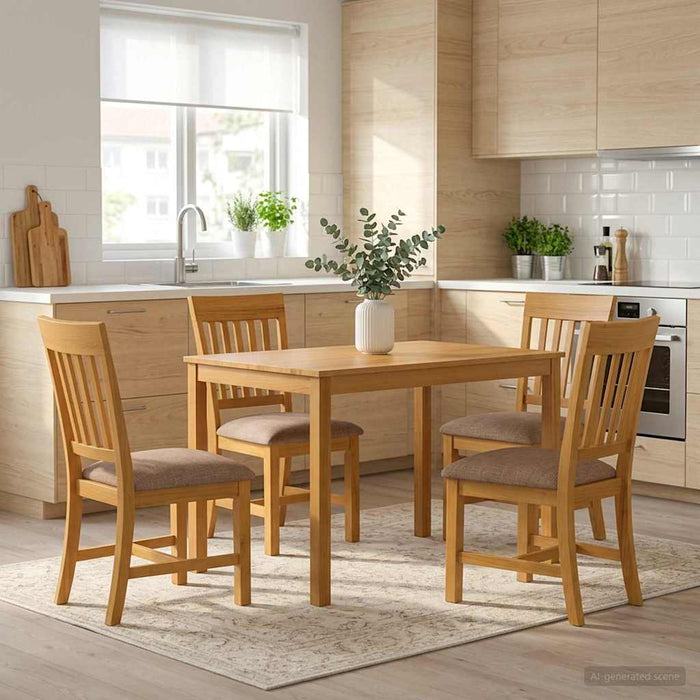 Set de dining 5 buc. Gri Lemn de stejar masiv WALTI