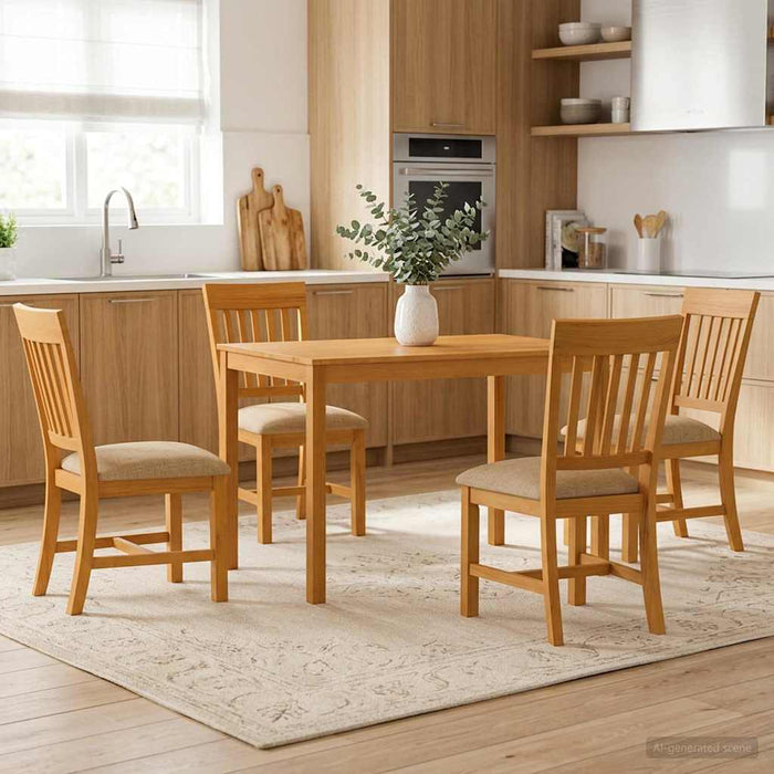 Set de dining 5 buc. Bej Lemn de stejar masiv WALTI