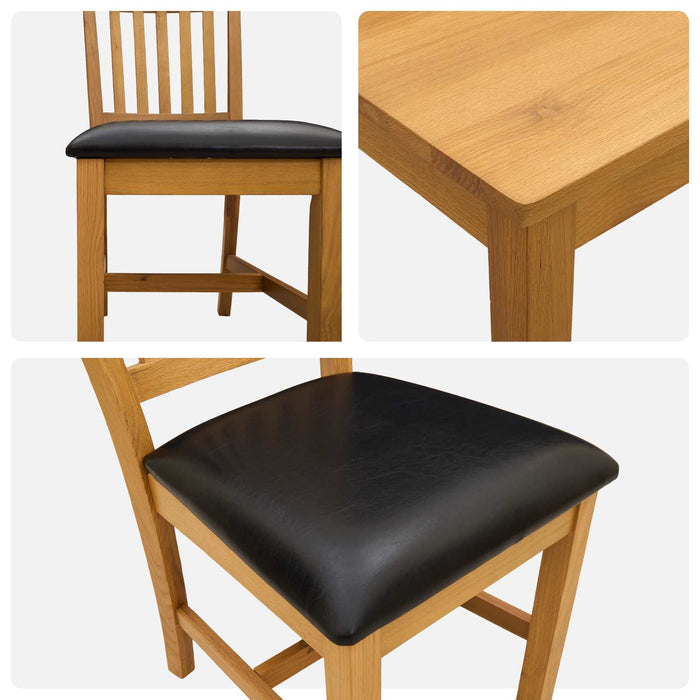 Set de dining 5 buc. Negru Lemn de stejar masiv WALTI