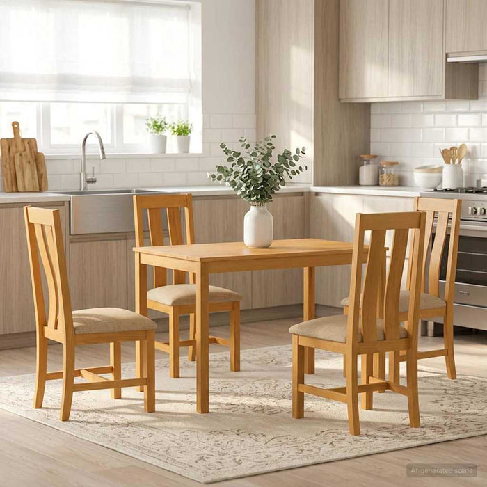 Set de dining 5 buc. Bej Lemn de stejar masiv WALTI