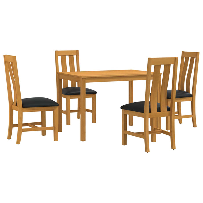 Set de dining 5 buc. Negru Lemn de stejar masiv WALTI