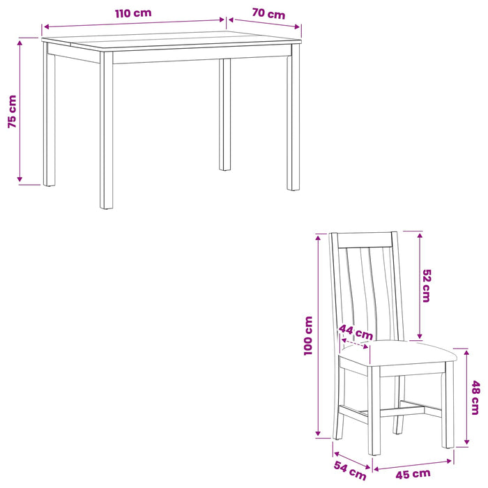 Set de dining 5 buc. Negru Lemn de stejar masiv WALTI