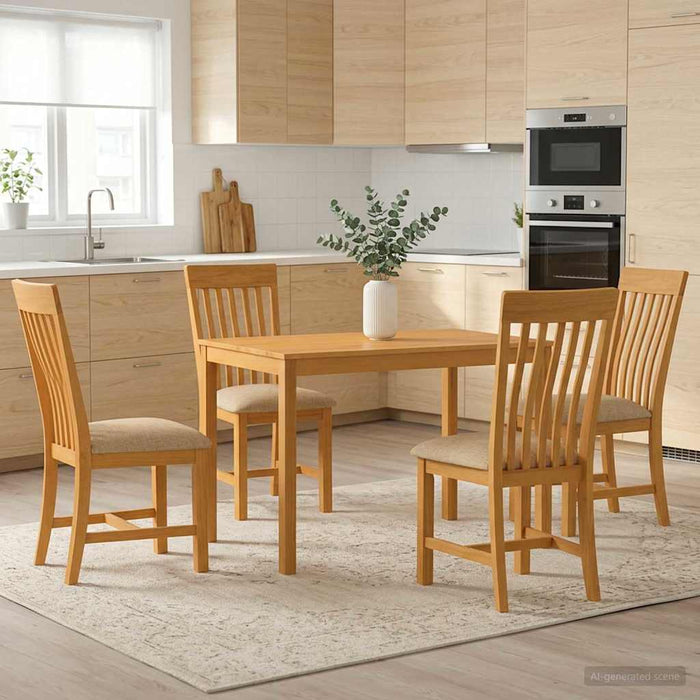 Set de dining 5 buc. Bej Lemn de stejar masiv WALTI