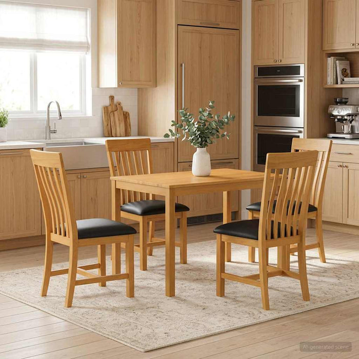 Set de dining 5 buc. Negru Lemn de stejar masiv WALTI