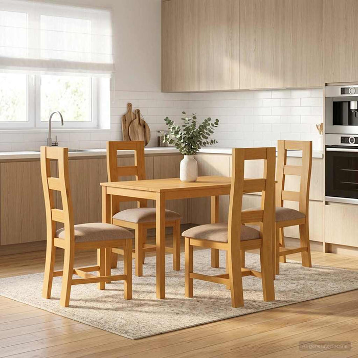 Set de dining 5 buc. Gri Lemn de stejar masiv WALTI