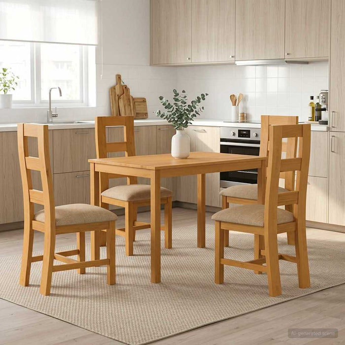 Set de dining 5 buc. Bej Lemn de stejar masiv WALTI