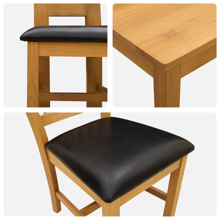 Set de dining 5 buc. Negru Lemn de stejar masiv WALTI