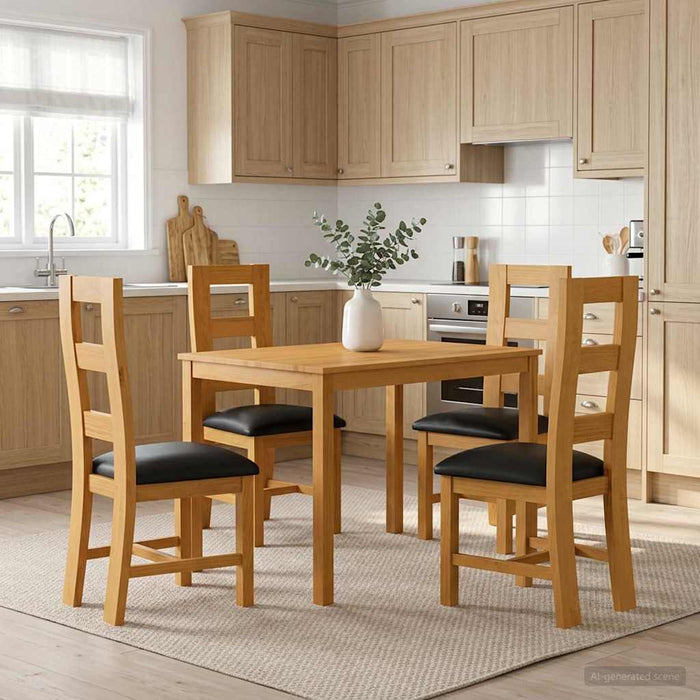 Set de dining 5 buc. Negru Lemn de stejar masiv WALTI