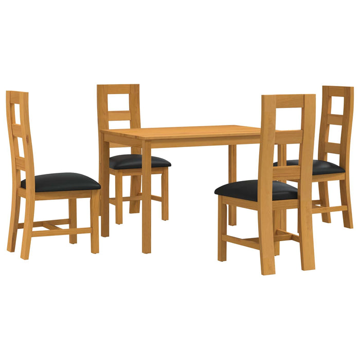 Set de dining 5 buc. Negru Lemn de stejar masiv WALTI